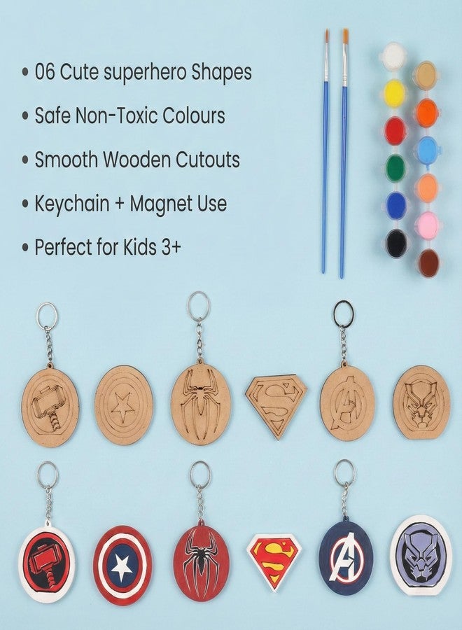 HOBBY INDIA DIY Keychain Fridge Magnet Painting Kit for Kids & Adult | Creative Art & Craft Set Gift for Girls & Boys | Cute Resin Activity Key Chain Making | Fun Birthday & Home Decor (Super Hero) - Image 2